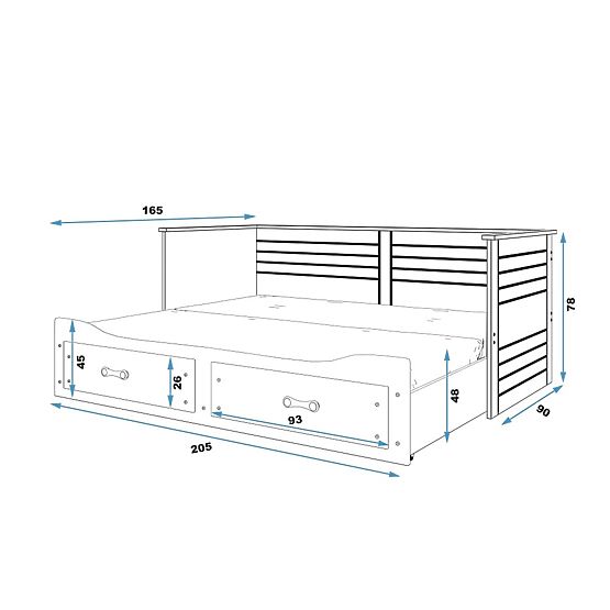 Dziecięca rozkładana łóżko HERMES z z powrotem - siwy