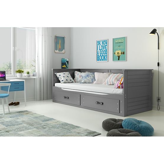 Dziecięca rozkładana łóżko HERMES z z powrotem - siwy