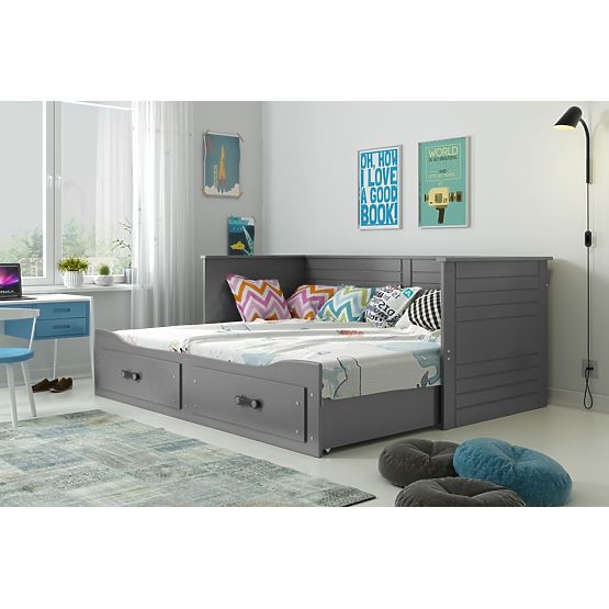 Dziecięca rozkładana łóżko HERMES z z powrotem - siwy
