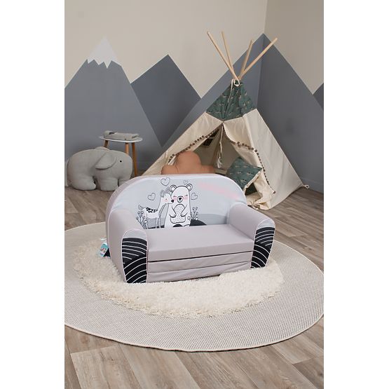Dziecięca sofa Jelonek i miś - szara