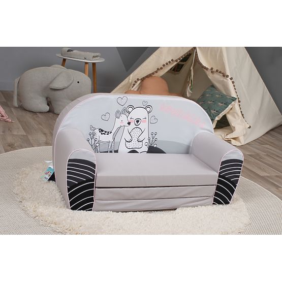 Dziecięca sofa Jelonek i miś - szara