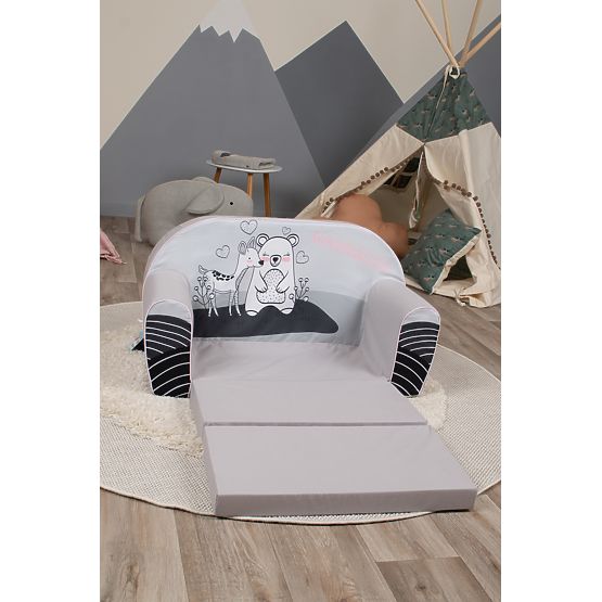 Dziecięca sofa Jelonek i miś - szara