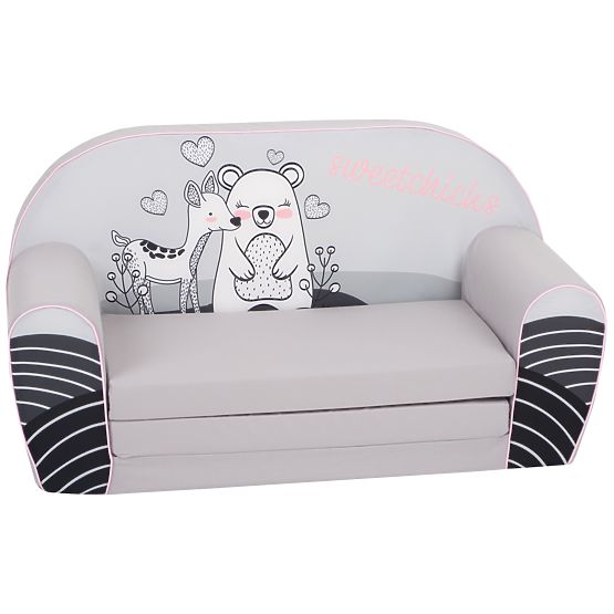 Dziecięca sofa Jelonek i miś - szara