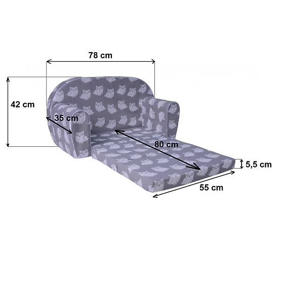 Dziecięca sofa Kot taksówkarz - niebieska
