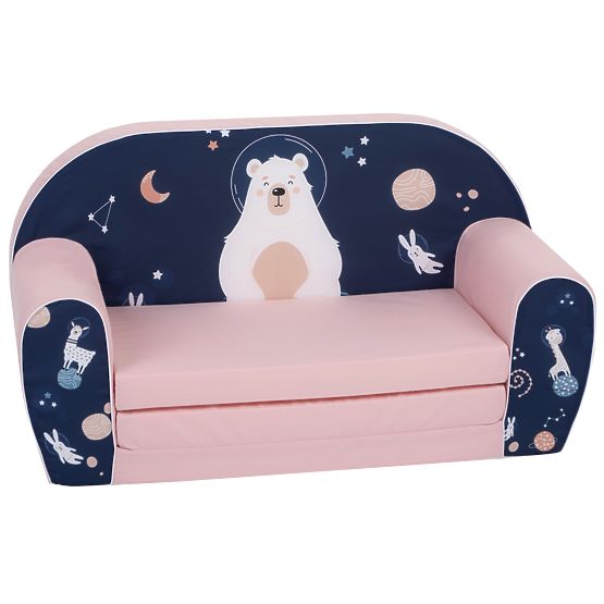 Dziecięca sofa Niedźwiedź polarny - niebiesko-różowa