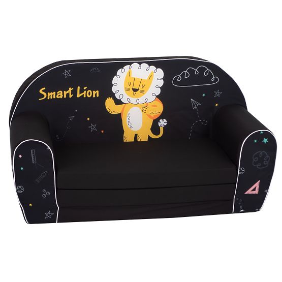 Dziecięca sofa Mądry lew - czarny