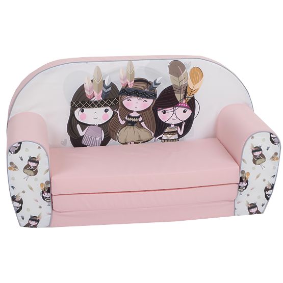 Dziecięca sofa Małe Indianki - różowa