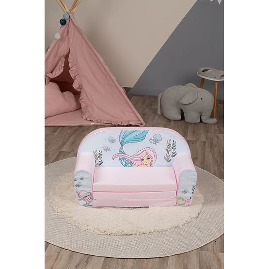 Dziecięca sofa Syrenka - różowo-biała