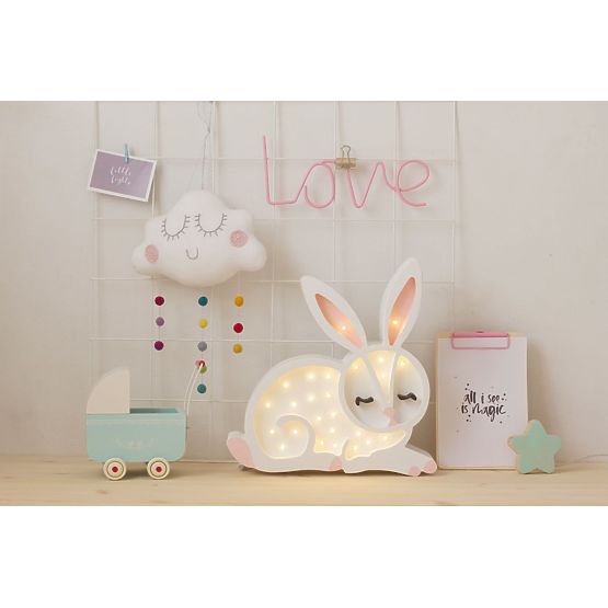 Dziecięce drewniane lampa Bunny dziewczyna - białe