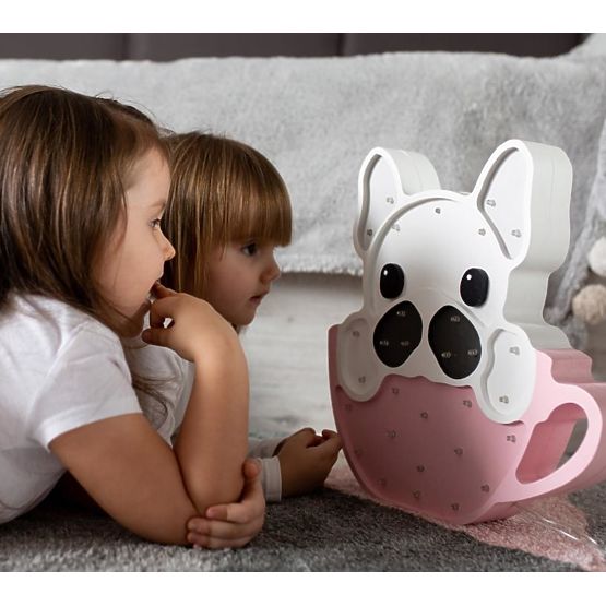 Dziecięce drewniane lampa LED lampa Buldog w kubek - różowy