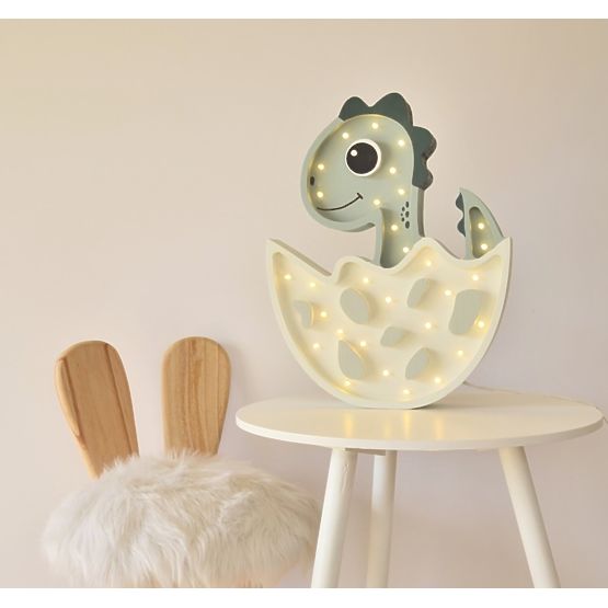 Dziecięce drewniane lampa LED lampa Dino - pastel zielone