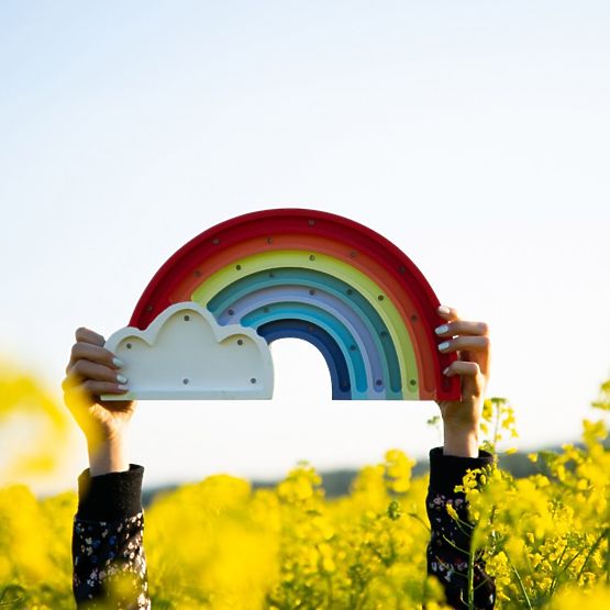 Dziecięce drewniane lampa LED lampa Tęcza