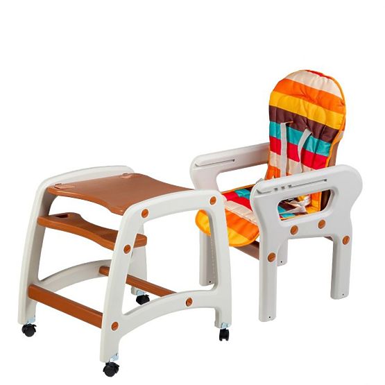 Dziecięce krzesełko do karmienia 3w1 - brązowe