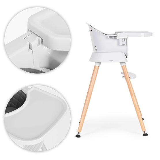 Dziecięce krzesełko do karmienia 6w1 z pikowaną tapicerką i szarym tacką ECOTOYS