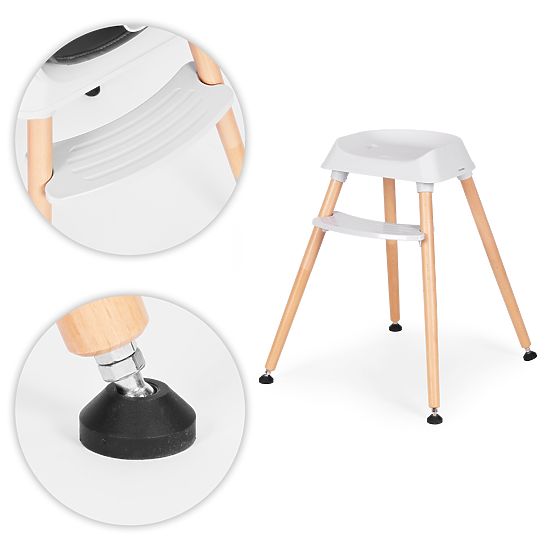 Dziecięce krzesełko do karmienia 6w1 z pikowaną tapicerką i szarym tacką ECOTOYS