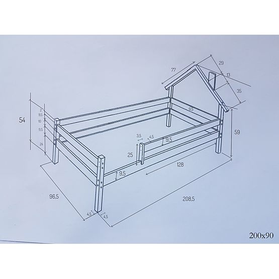 Dziecięce łóżko domek Ollie SCANDI - biało-naturalne