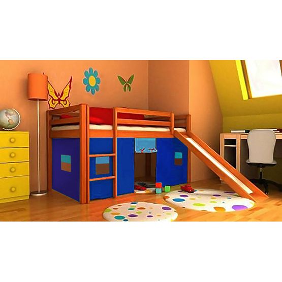 Dziecięce łóżko podwyższane Ourbaby Modo olcha ze zjeżdżalnią