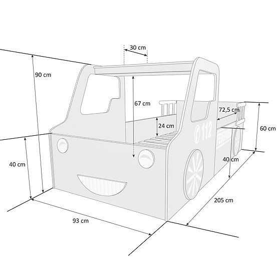 Dziecięce łóżko Wóz strażacki 