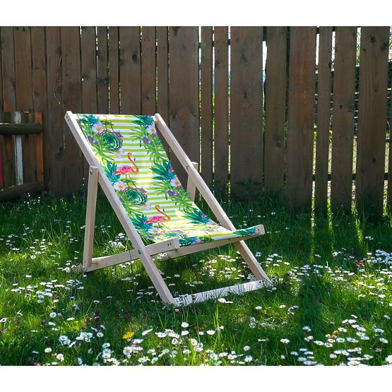 Krzesełko plażowe dla dzieci Flamingi i tropikalne kwiaty