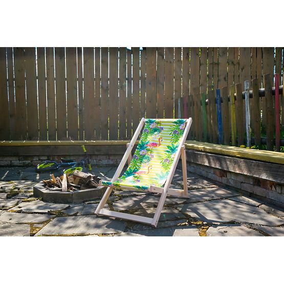 Krzesełko plażowe dla dzieci Flamingi i tropikalne kwiaty