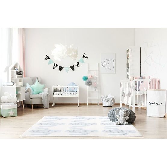 Dziecięcy dywan Kaktus - kremowo-niebieski