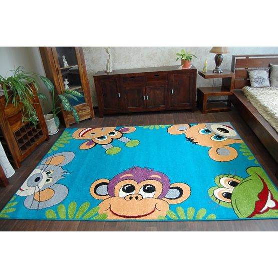 Dziecięcy dywan Monkey - turkusowy
