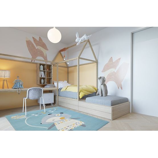 Dziecięcy dywan Mysz - niebieski