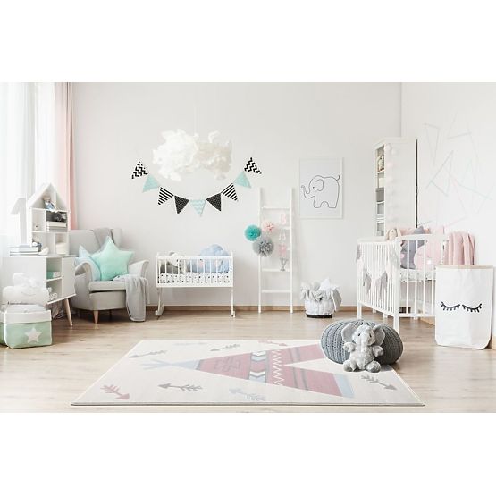 Dziecięcy dywan Tipi - kremowo-różowy