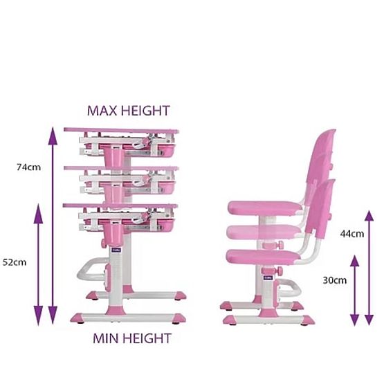 Dziecięcy pisanie stół + krzesło Cubby Lupin - różowy