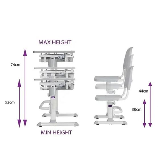 Dziecięcy pisanie stół + krzesło Cubby Lupin - siwy