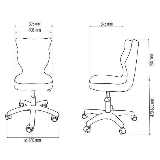 Ergonomiczne krzesło do biurka dostosowane do wzrostu 146-176,5 cm - czarne
