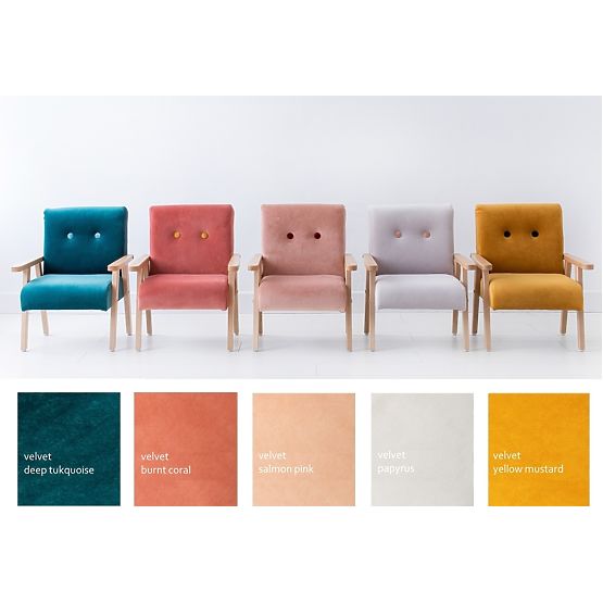 Fotel dziecięcy retro Velvet - musztardowy