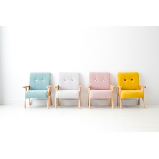 Fotel dziecięcy retro Welur - jasnoszary