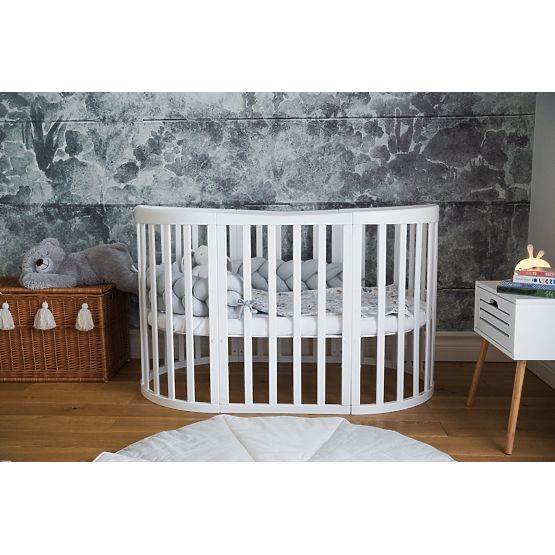 Owalne rosnące łóżeczko Ruby 7w1 PLUS - białe