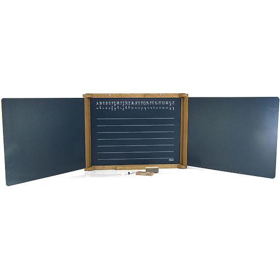 Jeujura Drewniana trójskrzydłowa tablica wielofunkcyjna 156x43 cm z akcesoriami