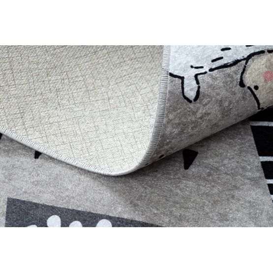 JUNIOR 51974.802 dywanik myjący Niedźwiedzie, zwierzęta dla dzieci antypoślizgowy - szary