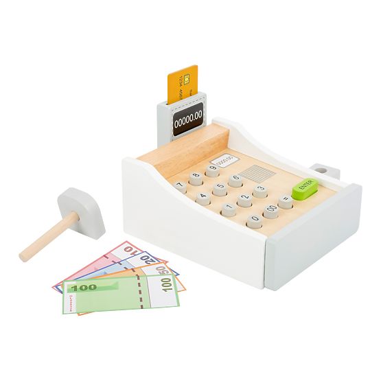 Kasa fiskalna Small Foot drewniana w kolorze białym