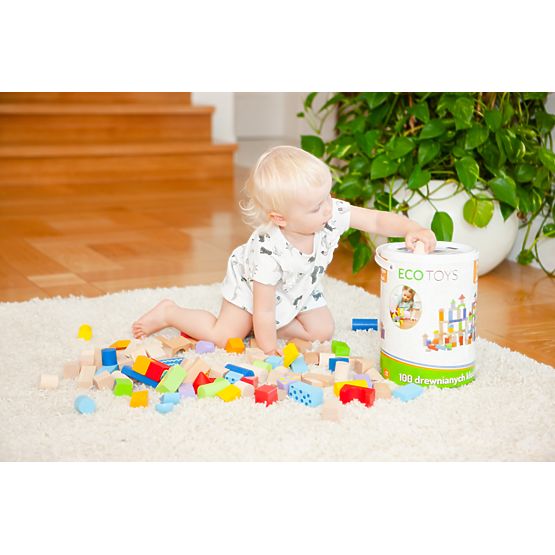 Klocki drewniane Ecotoys - 100 szt