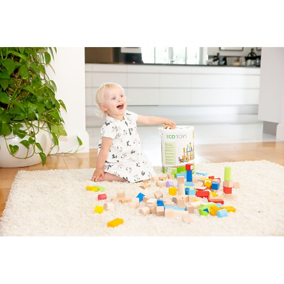 Klocki drewniane Ecotoys - 100 szt