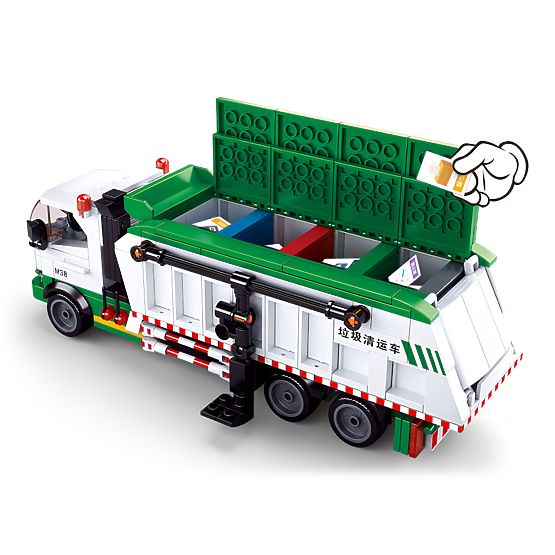 Klocki Sluban Town M38-B0780 - Śmieciarka recyklingowa + gra z kartami