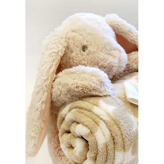 Koc dziecięcy z pluszowym zajączkiem