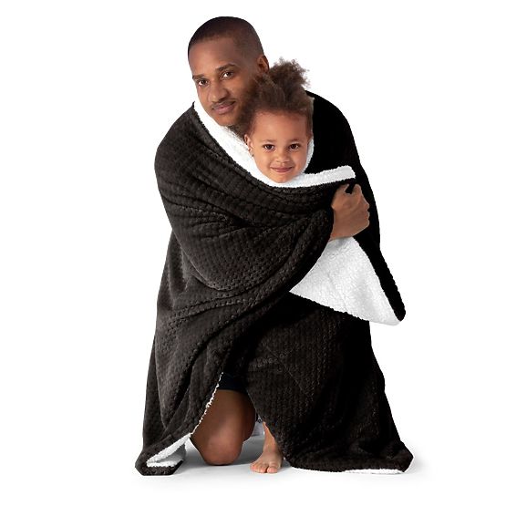 Koc SHLEEPY czarna z wzorem żakardowym styl klasyczny 130x180