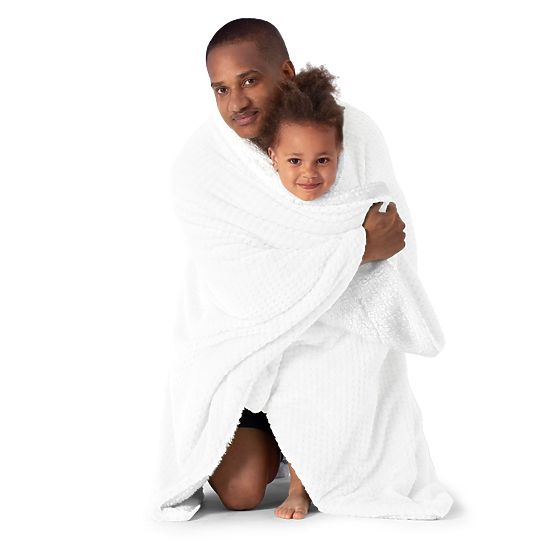 Koc SHLEEPY kolor biały z wzorem żakardowym styl klasyczny 130x180