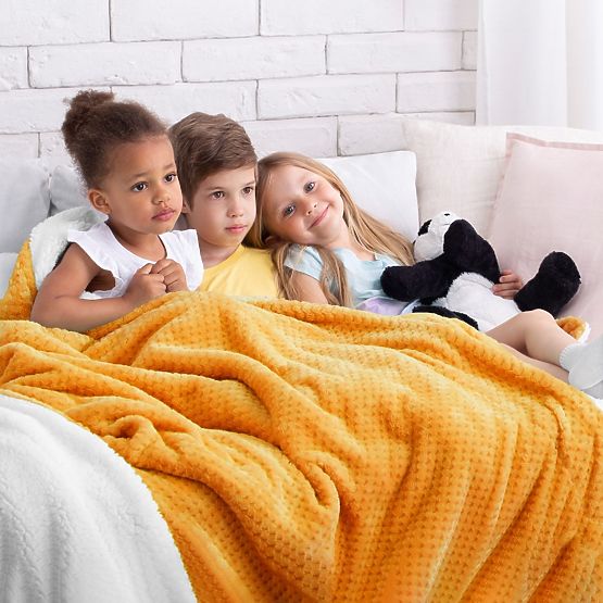 Koc SHLEEPY pomarańczowy żakardowy klasyczny styl 130x180