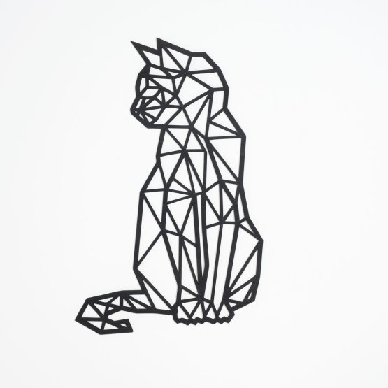 Drewniany obraz geometryczny - Kot - różne kolory Kolor: czarny