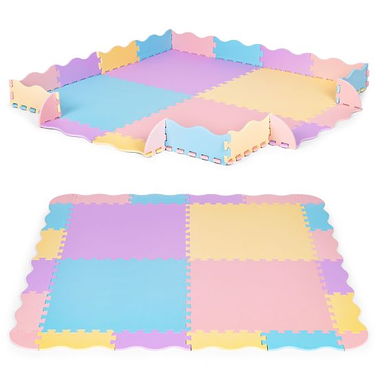 Kolorowa piankowa mata dla dzieci z ogrodzeniem 141,5x141,5 cm 24 szt. IPLAY