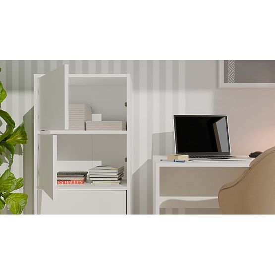 Komoda ALMA BIAŁA Szafka 4 Drzwi 4 Półki