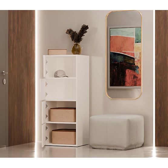 Komoda ALMA BIAŁA Szafka 4 Drzwi 4 Półki