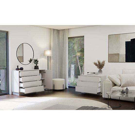 Komoda AMBER 1D4S Szafka 1 Drzwi 4 Szuflady Do Sypialni Salonu KAŠMÍR Beżowa