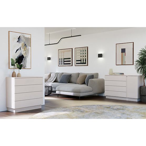 Komoda AMBER 1D4S Szafka 1 Drzwi 4 Szuflady Do Sypialni Salonu KAŠMÍR Beżowa